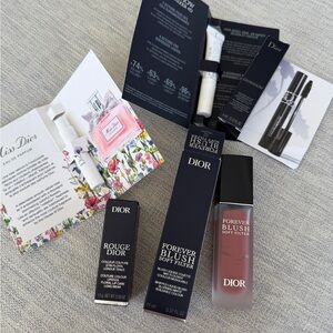 Dior Forever Blush Soft Filter02 Peony, rouge lipstick, mascara